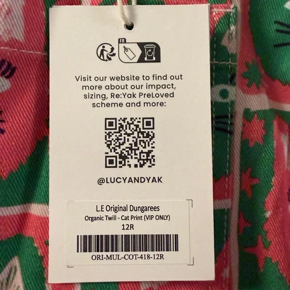 NWT Lucy and Yak exclusive Cat Print dungaree overalls - Picture 4 of 6